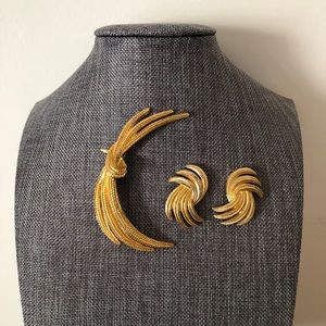 Vintage Monet brooch earrings set